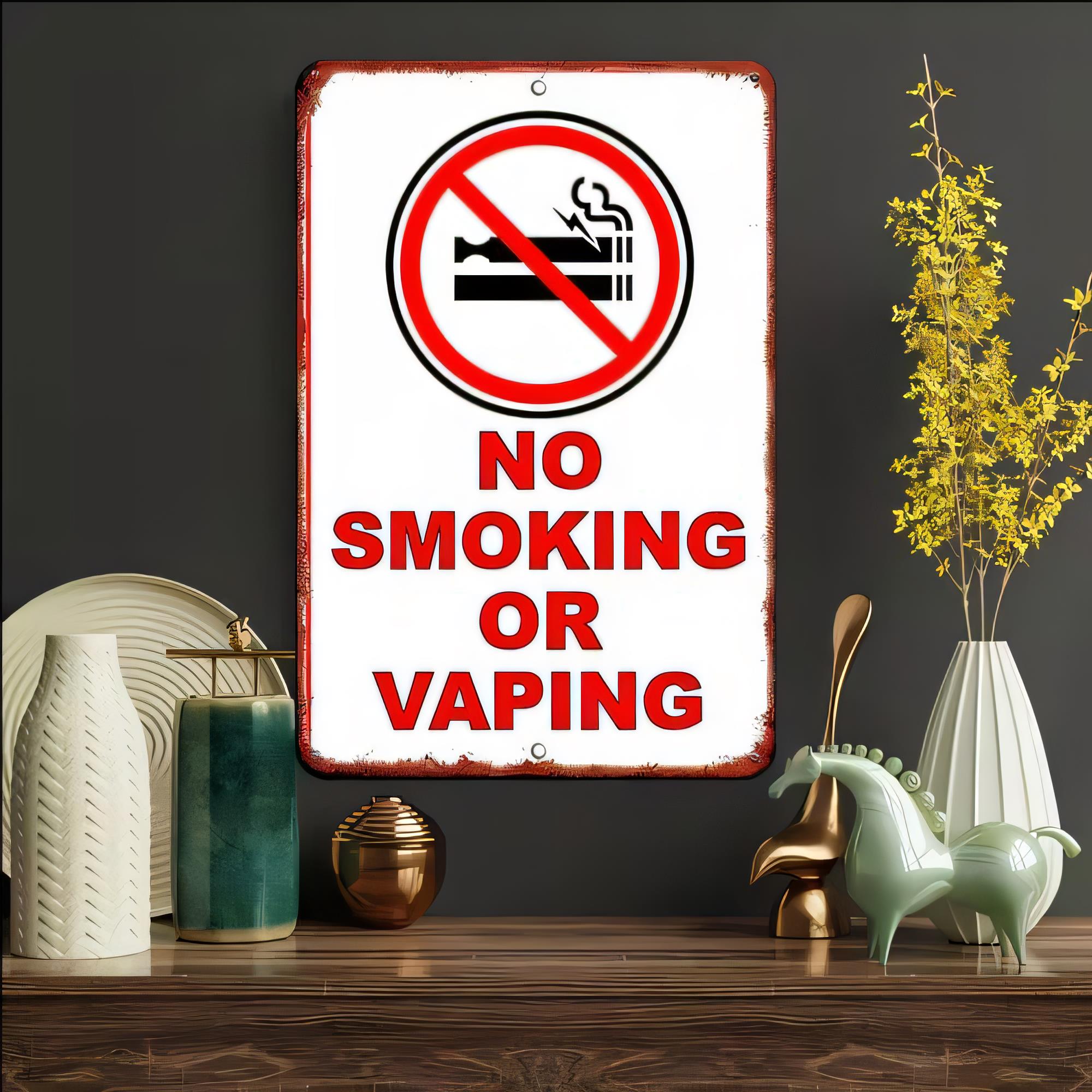 Vape Decoration - Tinbord 'Niet Roken of Vapeën' Waarschuwing